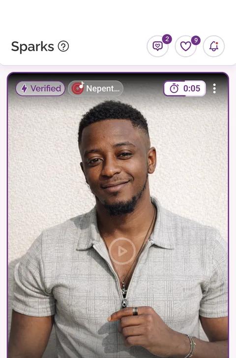 Flint Sparks screen with a verified video profile