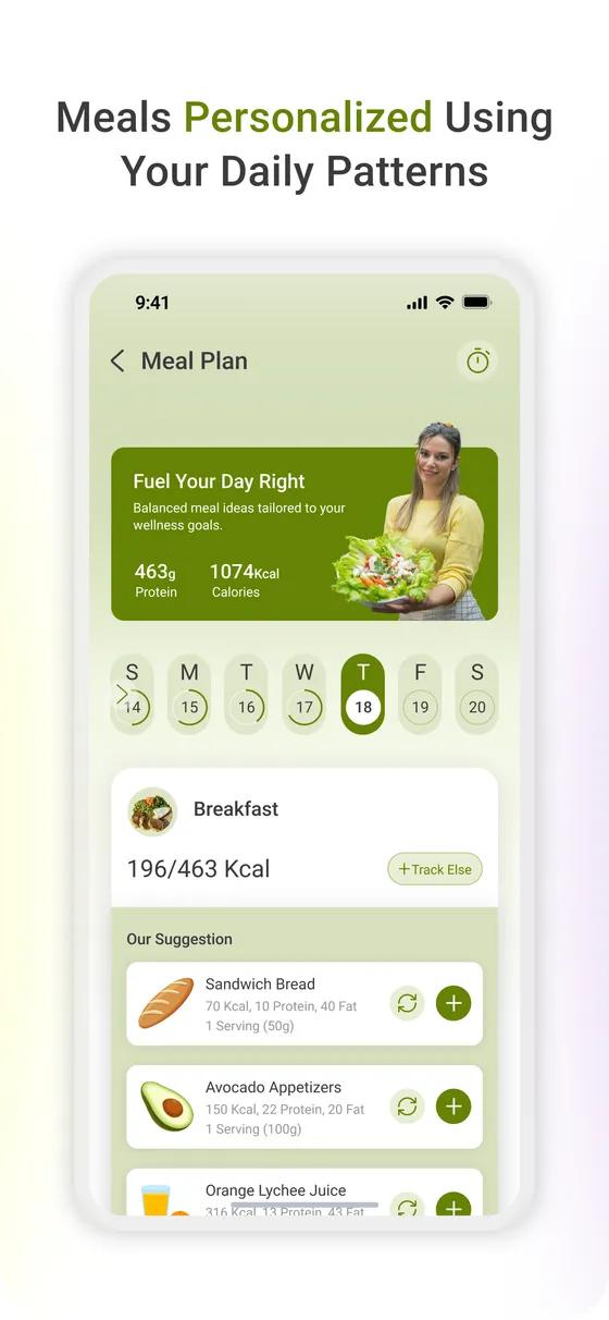 Avodo App Store screenshot: personalized meal plans