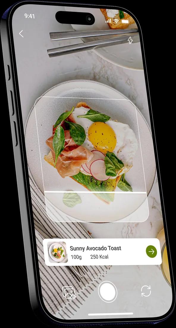 Avodo turning a photo of a meal into calories